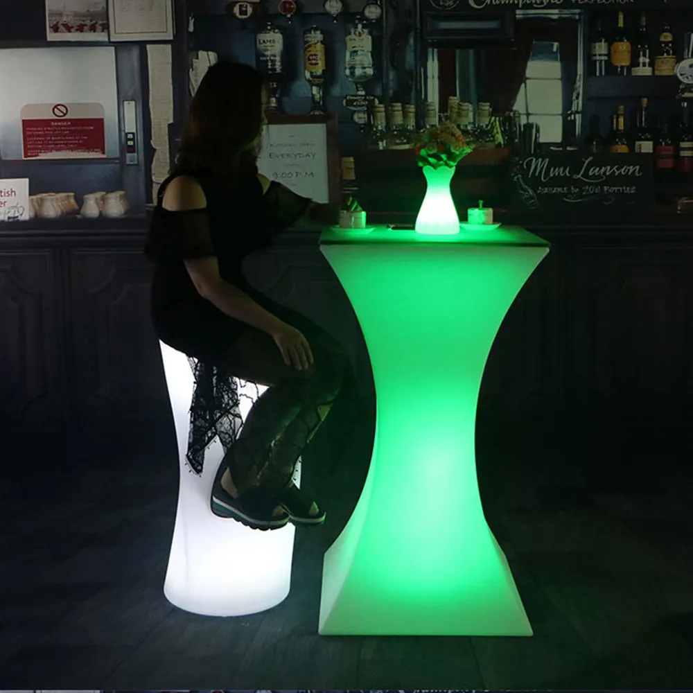 New Led Luminous Cocktail Table Round shape plastic Bar Table For Night Club Coffee Shop Lighting Furniture bar table set New Led Luminous Cocktail Table Round shape plastic Bar Table For Night Club Coffee Shop Lighting Furniture bar table set