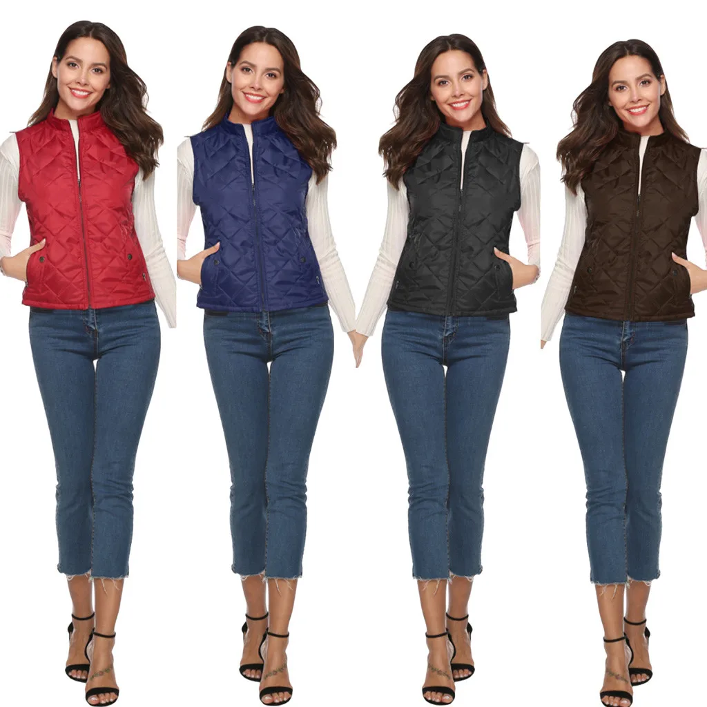 Jaycosin 2019 Winter Warm Casual Leisure Waistcoat Coat Women Thick Solid Color Jackets Comfortable Sleeveless Jacket Coat 31#4