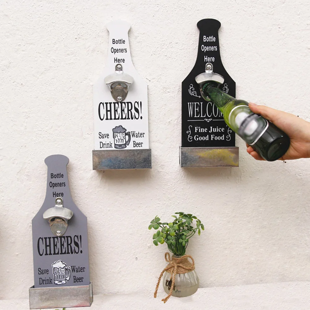 Kitchen Bottle Opener Gifts Wall Mounted Durable Wine Tool Bar Beer Home Decoration Wooden Vintage Restaurant Craft