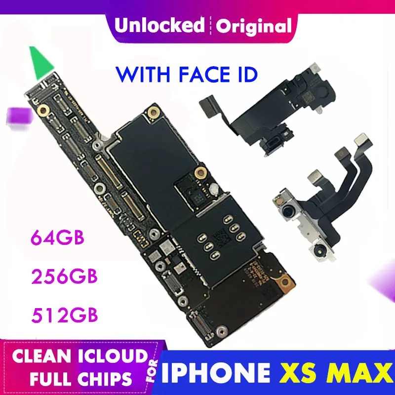 Для iPhone XS MAX оригинальная материнская плата iCloud разблокировка Две сим-карты с лицом ID разблокированная Материнская плата с чипами IOS