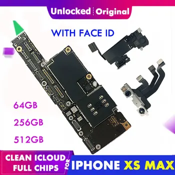 

For iPhone XS MAX Original Motherboard iCloud Unlock Dual Sim with FACE ID Mainboard Unlocked Logic Mother Boards full chips MB
