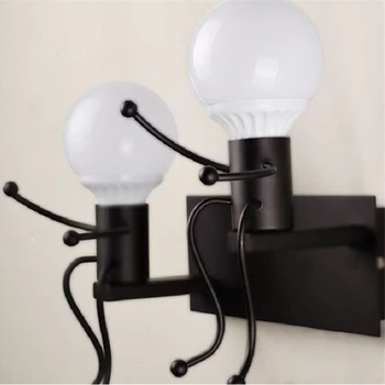 

Nordic retro creative children's bedroom decoration bedside personality stair iron machine villain wall lamp