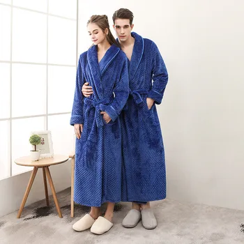 

Soft Lovers Kimono Bathrobe Flannel Gown Casual Robe Loose Sleepwear Nightgown Thicken Coral Fleece Home Clothes Warm Nightwear