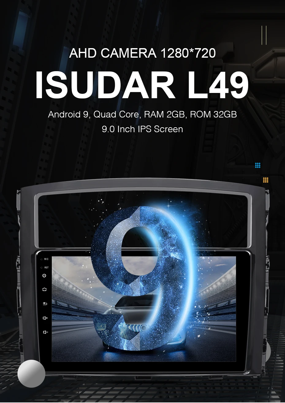 ISUDAR Автомагнитола для MITSUBISHI/PAJERO 2 din Android 9 Авторадио Мультимедиа gps ram 2GB rom 32GB USB DVR AHD камера ips экран