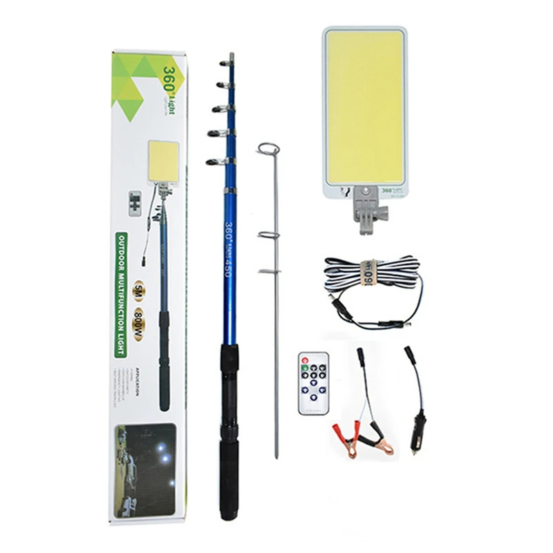 

portability 12V Uber foco led street light Camping lamp ip65 recargable COB outdoors travel Tent work Light 4.5m Telescopic rod