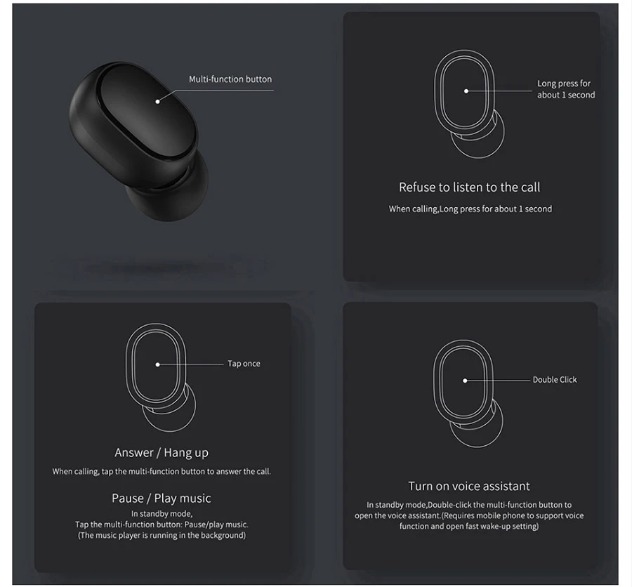 PODS Xiaomi Redmi Airdots TWS Bluetooth 5,0, беспроводные наушники, наушники с громкой связью, голосовое управление, шумоподавление, управление краном