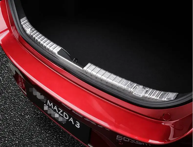 Авто Задний бампер протектор задний багажник Накладка для Mazda 3, нержавеющая сталь