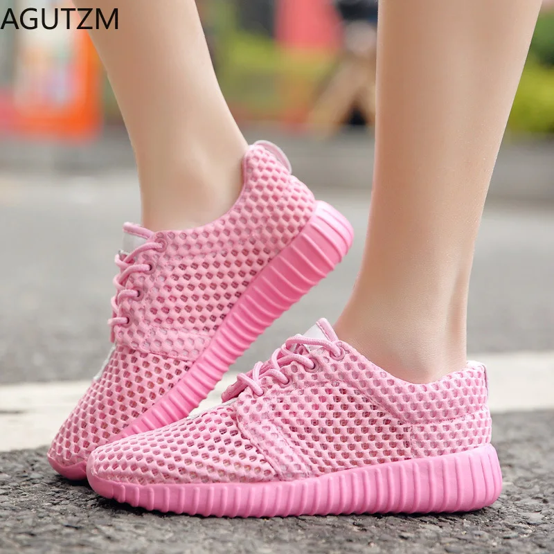 

Women Flat Vulcanized shoes air Mesh Sneakers Autumn Non-slip Rubber Sole Lace Up Flats Soft casual Red Walking Shoes Chaussures