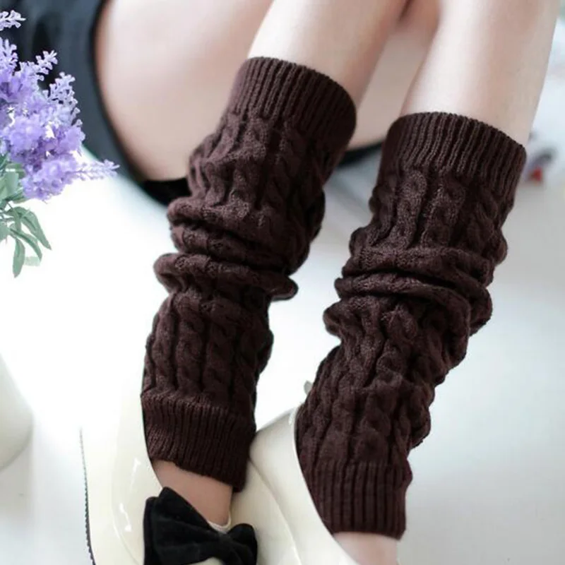 Japanese Lolita Leg Warmers Women Winter Thicken Knit Loose Style Lady Knee Stockings Leggings Warm Boots Punk Girl Long Socks