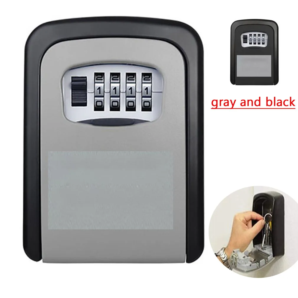 Llave de caja de seguridad al aire libre de montaje en pared combinación de contraseña para llaves de aluminio caja de almacenamiento de cajas de seguridad,