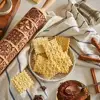 Exquisite Pattern Rolling Pin Wooden Embossing Baking Tools Reindeer Dough Engraved Square Grid Cookies Mold 5