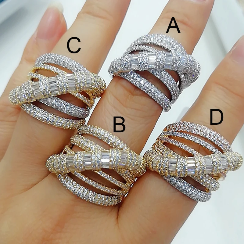 GODKI роскошный Кроссовый дизайн смелые массивные кольца с циркониевыми камнями женские вечерние ювелирные изделия высокого качества