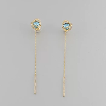 

High Quality Swa New Generation Fashion Flash Female Temperament Long-style Jewelry Earrings