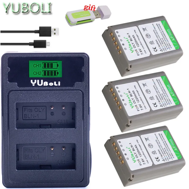 charger and 3battery Горячая Распродажа 1220 мА/ч, PS BLN-1 BLN1 PSBLN1 PS-BLN1 Li-Ion Батарея+ ЖК-дисплей двойной Зарядное устройство для цифровой камеры Olympus E-M5 OM-D E-M1 E-P5 Камера L10 - Цвет: charger and 3battery