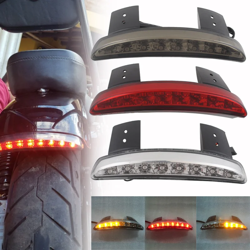Tail Brake Stop Motorcycle Turn Signal Light LED Red Chopped Fender Edge Universal Modified Retro 