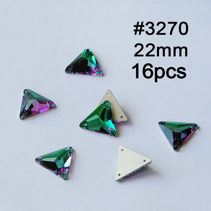 Triangle 22mm 16pcs Все размеры Стразы изумруд капля Flatback Стразы шьют на Алмазная аппликация со стразами для свадебных платьев Декор одежды - Цвет: Triangle 22mm 16pcs