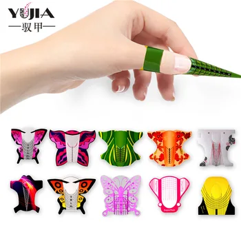 

100pcs Fish Shape Nail Art French Acrylic UV Gel Tips Extension Curl Builder Form Stencil Manicure Tool Sticker For Polish Guide