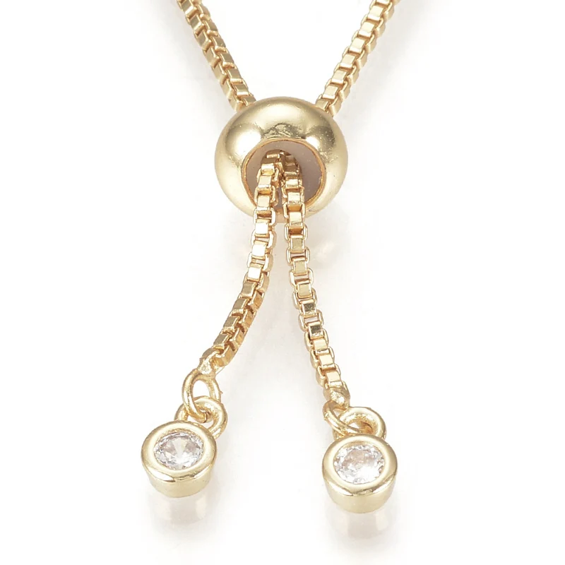 Women Charm Bracelet 5pcs Adjustable 24CM Round Brass Slider Long-Lasting Plated Link Making DIY Jewelry