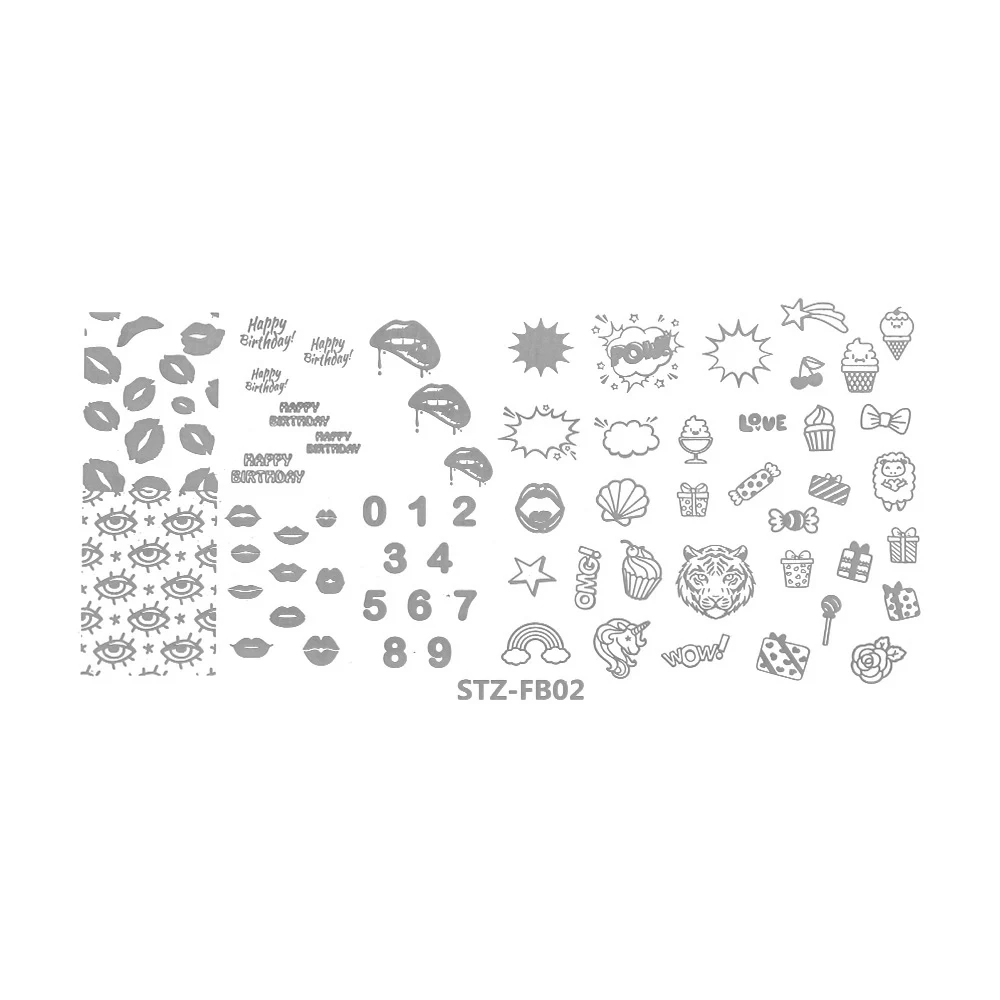 Christmas Nail Stamping Template Snowflakes Maple Leaf Geometry Image Manicure Polish Stencils Nail Art Stamp Plates - Цвет: STZ-FB02