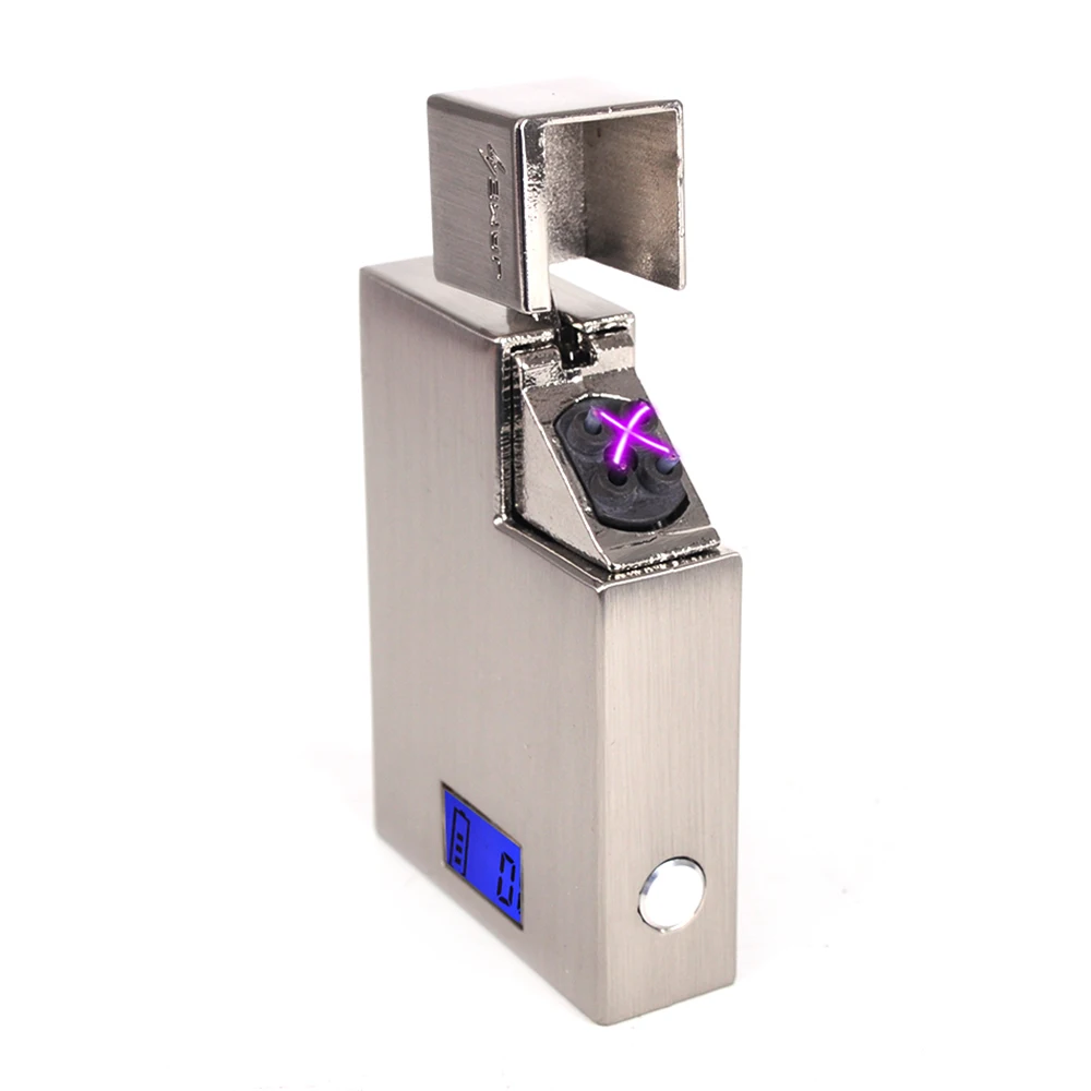 

Latest Rechargeable Windproof Cigarette USB Arc Lighter Plasma Flameless Electric Power Display Plasma Lighters Gadgets for Men