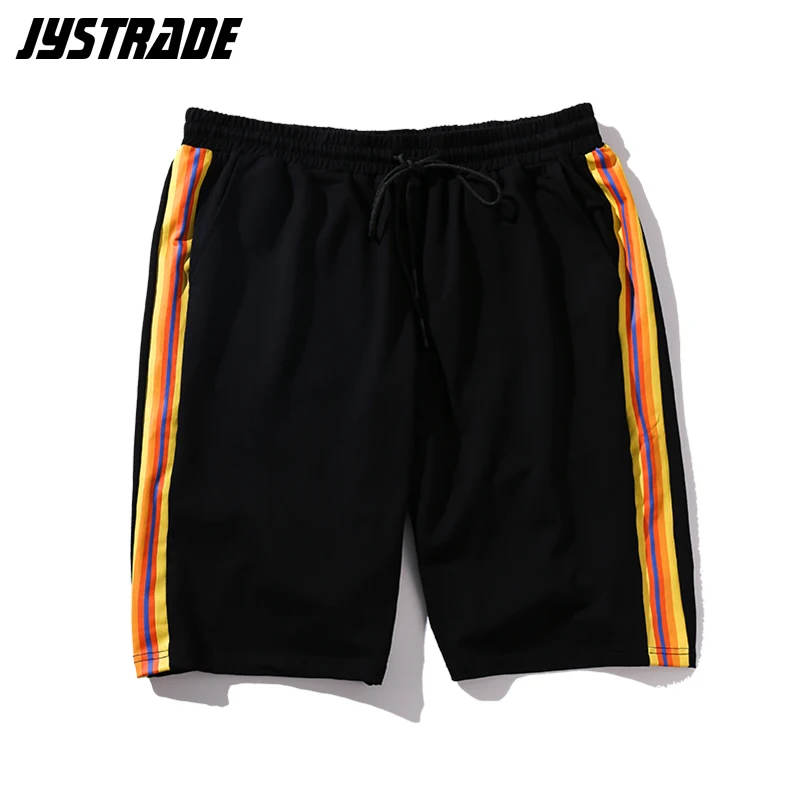 Мужские фитнес-шорты размера плюс, хлопковые полосатые шорты для футбола, бодибилдинга, бега, мужские пляжные шорты, летние