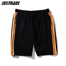 Мужские фитнес-шорты размера плюс, хлопковые полосатые шорты для футбола, бодибилдинга, бега, мужские пляжные шорты, летние