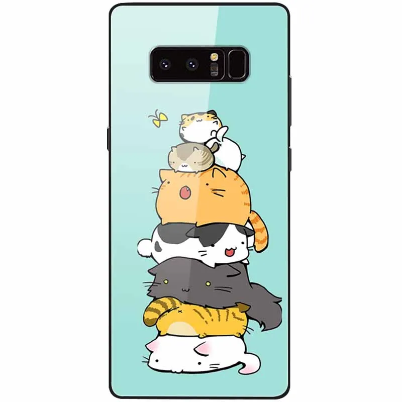 cute phone cases for samsung  Tempered Glass Cover For Samsung Note 8 Case Note9 Hard Protective Funda For Samsung Galaxy Note 10 Plus 9 Cases Luxury Bumper kawaii phone case samsung Cases For Samsung