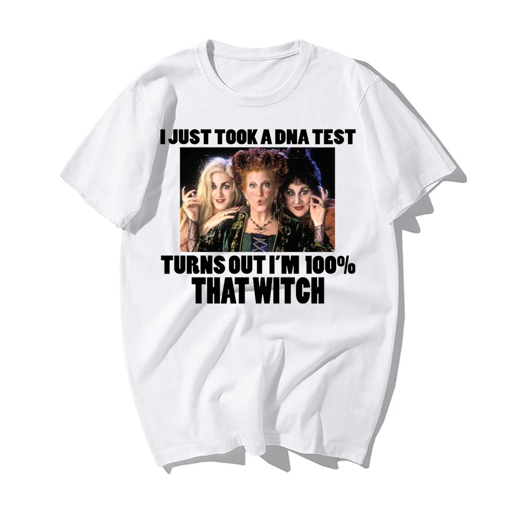 Hocus Pocus Sanderson Sisters Funny Halloween Movie T-Shirt I Just Took A Dna Test Mens Cool Tee Top Cotton Casual Print T Shirt