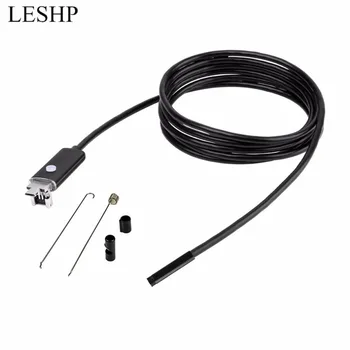 

Waterproof 7mm Lens 2M Endoscope 6 LED Inspection Camera Mini 2 in 1 USB interface Borescope Tube For Android PC Computer black