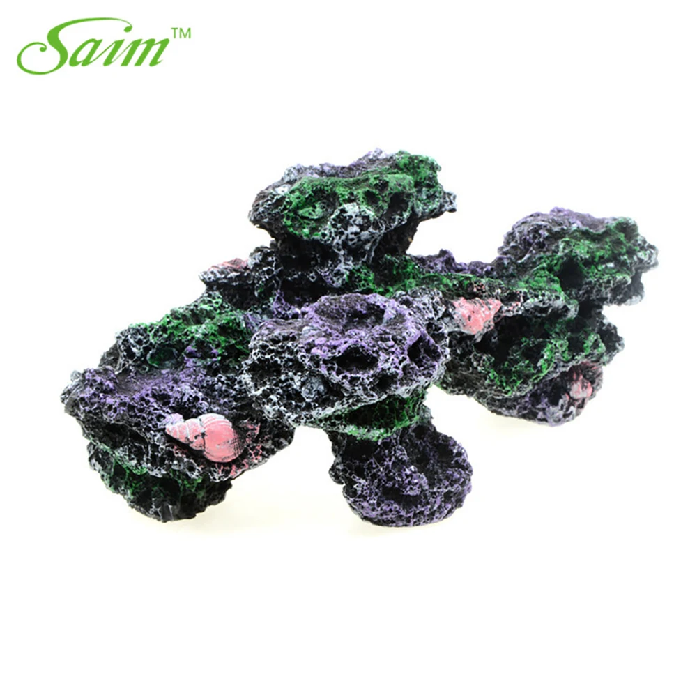 Saim 10.8" Aquariums Accessories Artificial Coral Reef Coral Reef Shell Stones Fish Tank Decoration Aquarium Resin Coral Decor