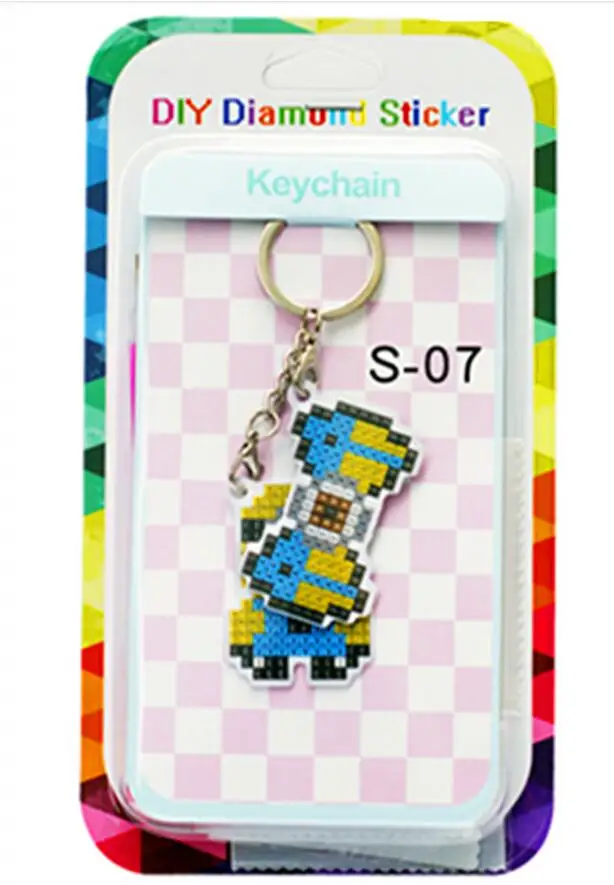 PVC Diamond keychain DIY Алмазный брелок, полный квадратный брелок с алмазной росписью, брелок для ключей, вышивка крестиком, женский брелок со стразами, Рождественский подарок - Цвет: PVC Diamond keychain