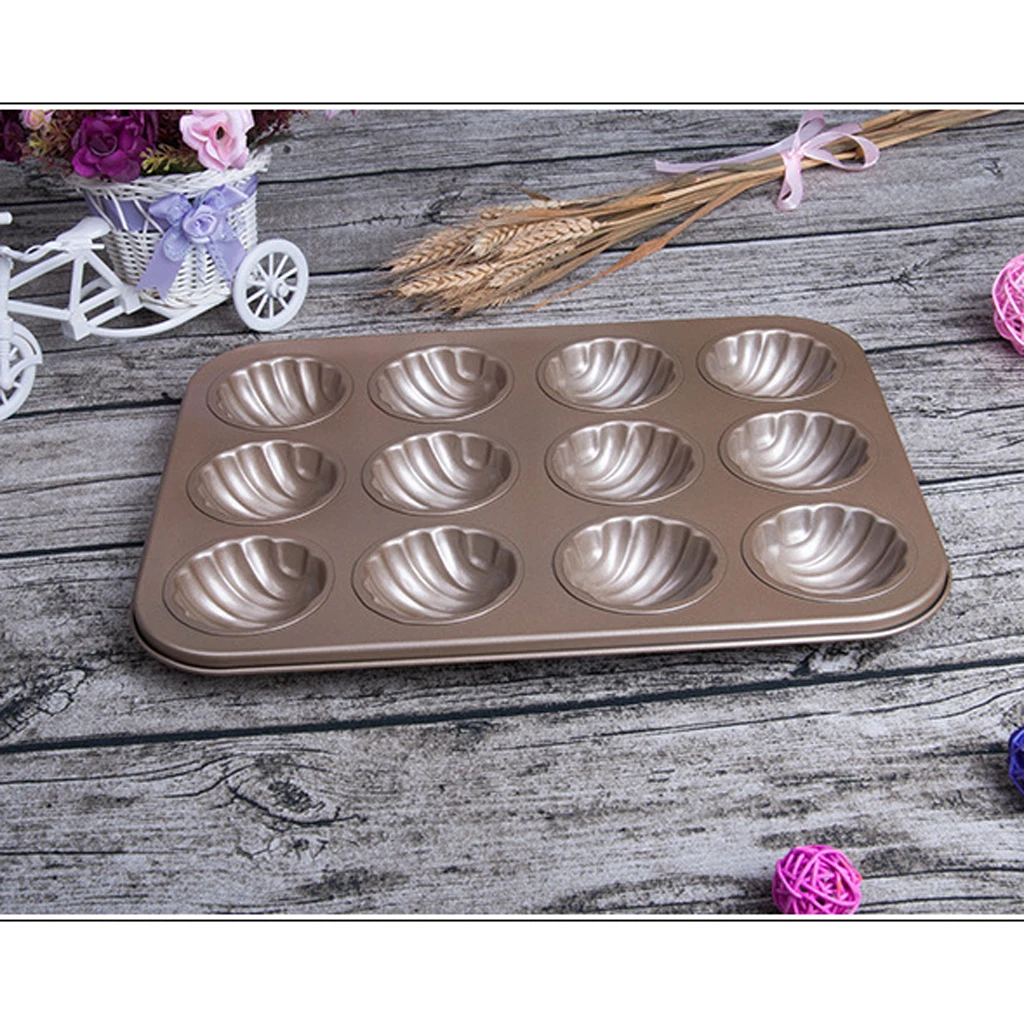 12-Cavity Carbon Steel Homemade Madeleine Cookies Nonstick Madeleine Baking Sheet Cake Chocolate Candy Cookie Mold