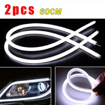 

2X White 60cm Car Hose LED Light Bar Daytime Driving DRL Headlight For 1 Pair 60cm Soft Guide Led Strip Light
