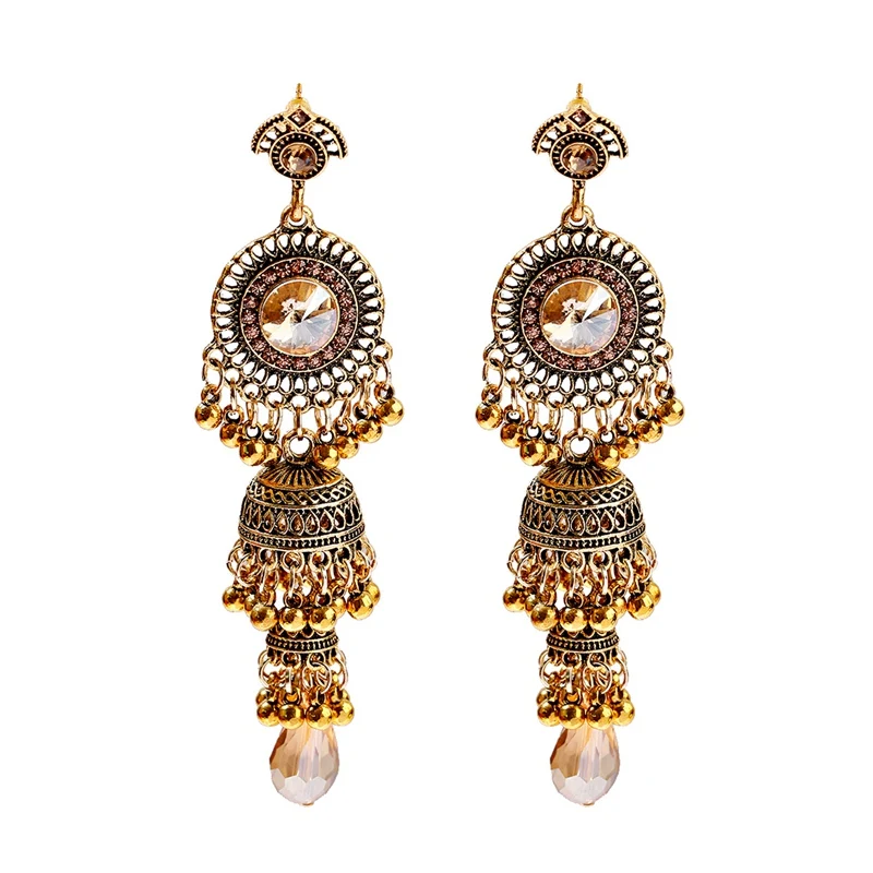 Retro Gold Earrings Indian Jewelry For Women 2019 Geometric Boho Long Bell Tassel Statement Wedding Vintage Earrings