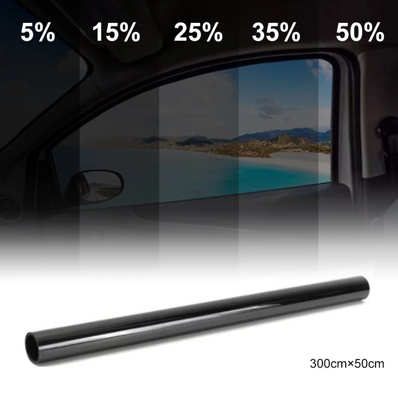 Película tintada de cristal para ventana de coche, color negro oscuro, rollo de 5%-50%, para verano, ventanas de casa, vidrio tintado, protección Solar