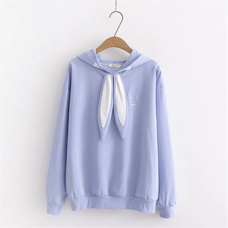 Merry Pretty женский мультфильм вышивка Harajuku толстовки с капюшоном зима длинный рукав Кролик уха лоскутное корейские толстовки