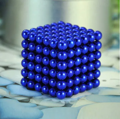 Новинка, 5 мм, 216 шт., магнитный магический куб, Bucky Puzzle Magcube, блоки, Neo Cube Balling с металлической коробкой - Цвет: Blue