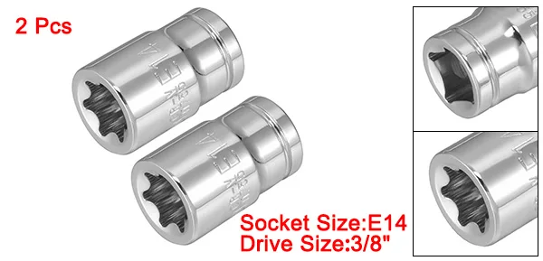 Uxcell 1-2 шт. 3/8 дюймовый накопитель E8/E10/E11/E12/E14/E16/E18/E20 внешний Torx с постепенным увеличением гнездо, хром-ванадиевая Сталь - Цвет: 2Pcs E14