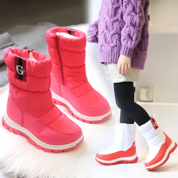 

Children Snow Boots Baby Girls Boys Calf Boots Children Outdoor Warm Plush Shoes Fashion Pu Leather Platform Kids Snow Booties