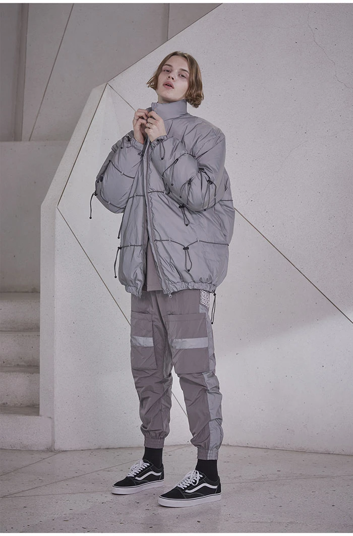 ZURICHOUSE Reflective Winter Jacket Woman Streetwear Fashion Luminous Winter Coat Oversized Couple Series Women's Parka