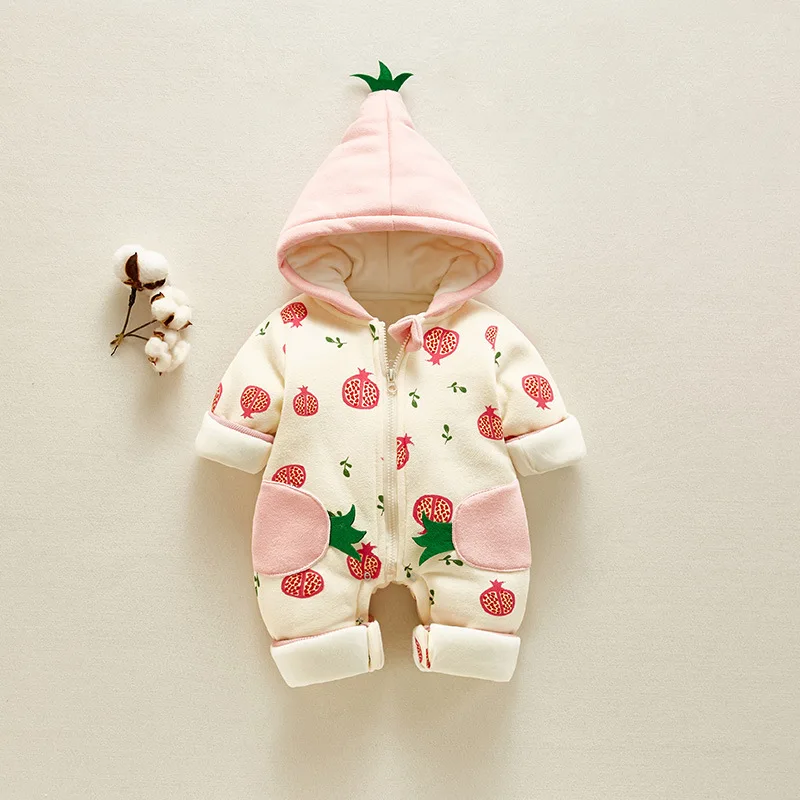 Зимний детский комбинезон, комбинезон для новорожденных, одежда Комбинезоны для младенцев детская верхняя одежда для маленьких девочек зимняя одежда для маленьких девочек от 0 до 12 месяцев - Цвет: Розовый