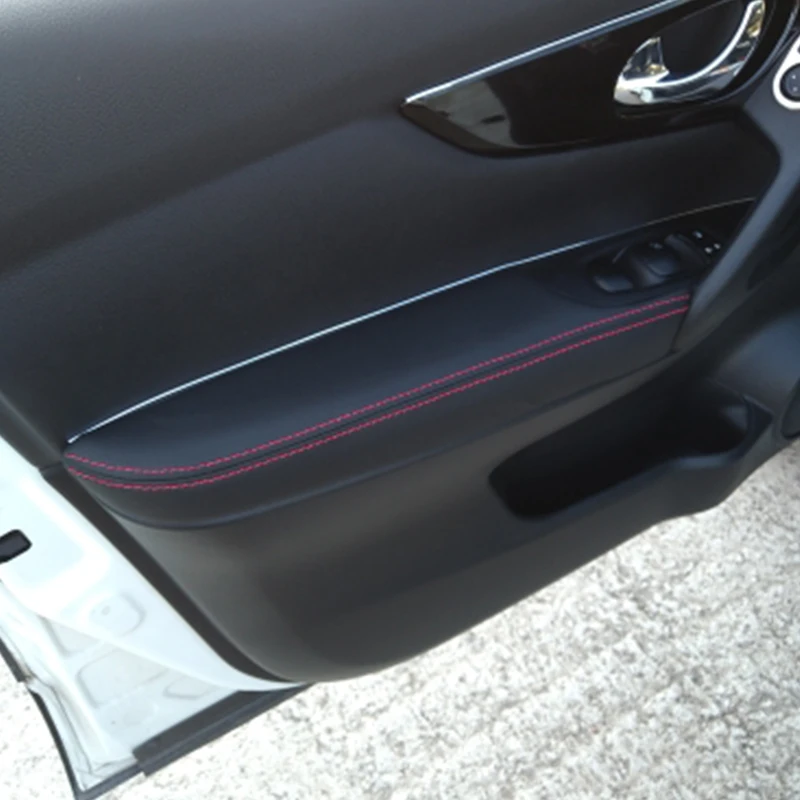 RedlineGoods Fundas Para Reposabrazos De Puerta - Delantero Compatible Con Nissan Altima 2007-12. Hecho A Medida - No Universal. Piel Negra Italiana Auténtica De Alta Calidad Con Hilo Negro