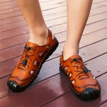 Красивая популярная мужская обувь; мужские сандалии из натуральной кожи; Летняя мужская обувь; пляжные сандалии; мужские модные уличные повседневные кроссовки; Apr22