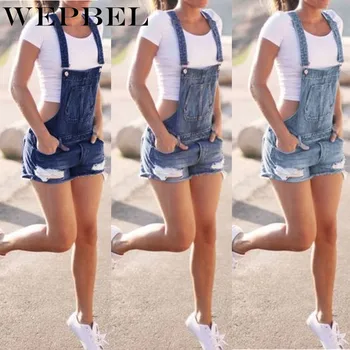 

WEPBEL Summer Women's Loose Denim Bib Pants Overalls Jeans Shorts Demin Shorts Women Jumpsuits Rompers