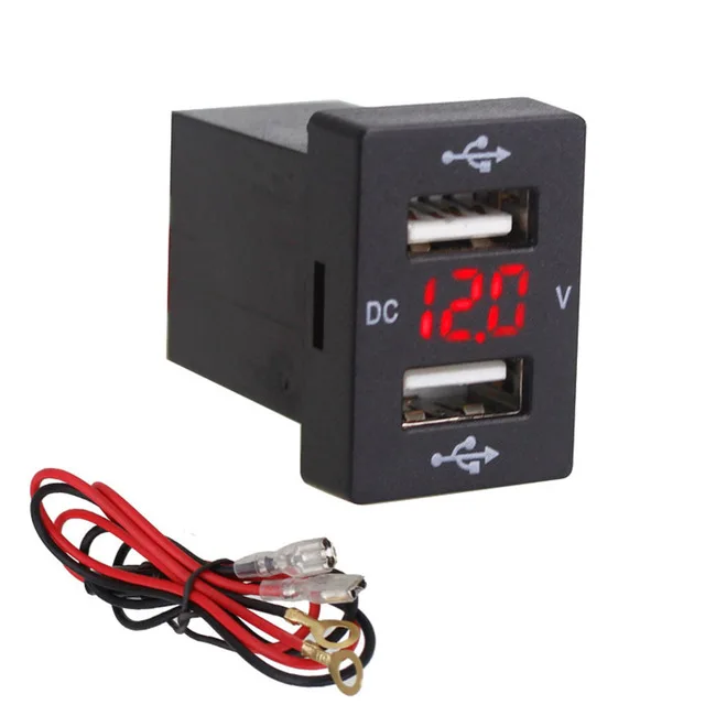 Красный Рекламный 12-24V 2.1A usb-разъем для автомобиля зарядное устройство для мобильного телефона быстрое автомобильное зарядное устройство с светодиодный автомобильный usb-адаптер зарядное устройство для Toyota - Название цвета: Красный