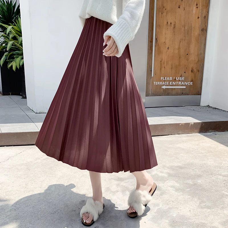 Женская плиссированная юбка TIGENA, длинная юбка с высокой талией в корейском стиле для женщин на осень-зиму