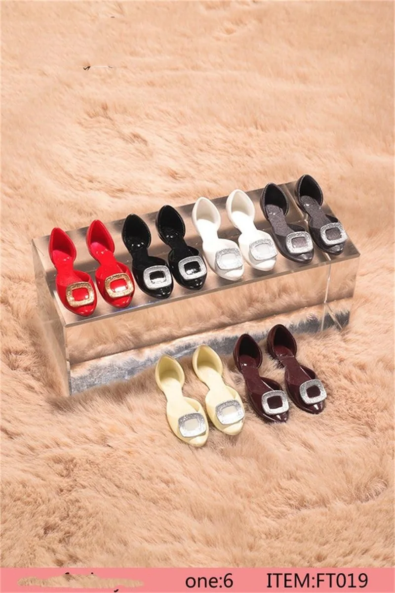 

In Stock 1/6 Scale FT019 Wiboa Flat Shoes 6 Colors For Sexy Female Soldier Sandals Single Shoes For Collection