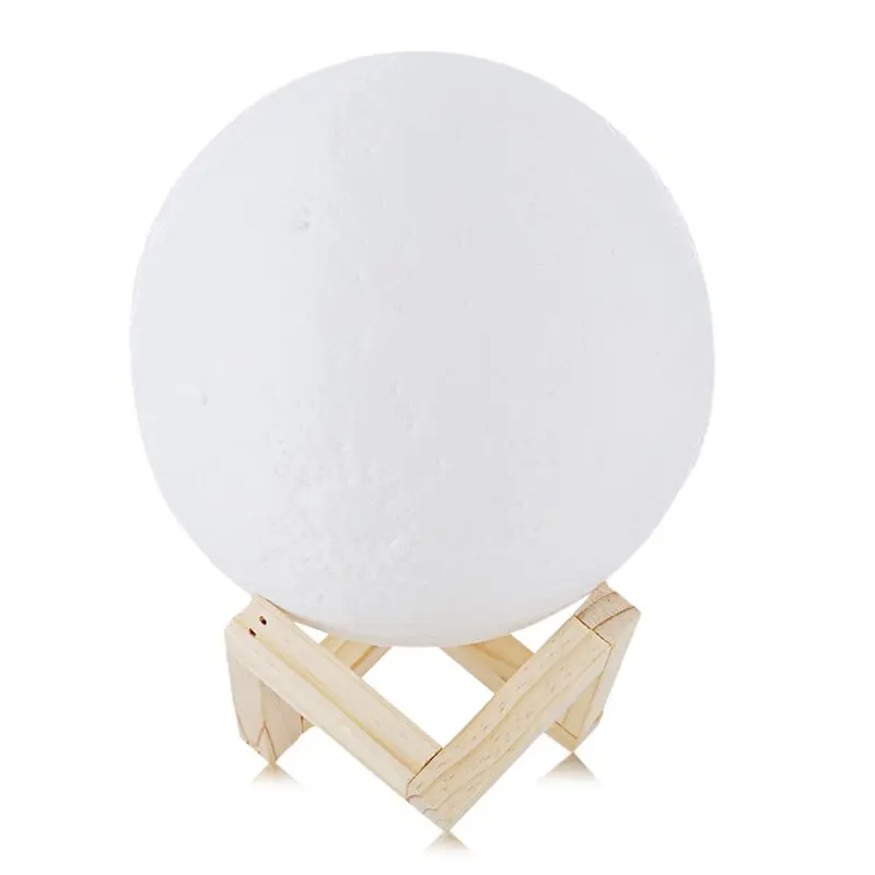 

USB Rechargeable 3D Print Moon Lamp 2 Color Change Touch Switch Bedroom Bookcase Night Light Home Decor Creative Gift:12cm