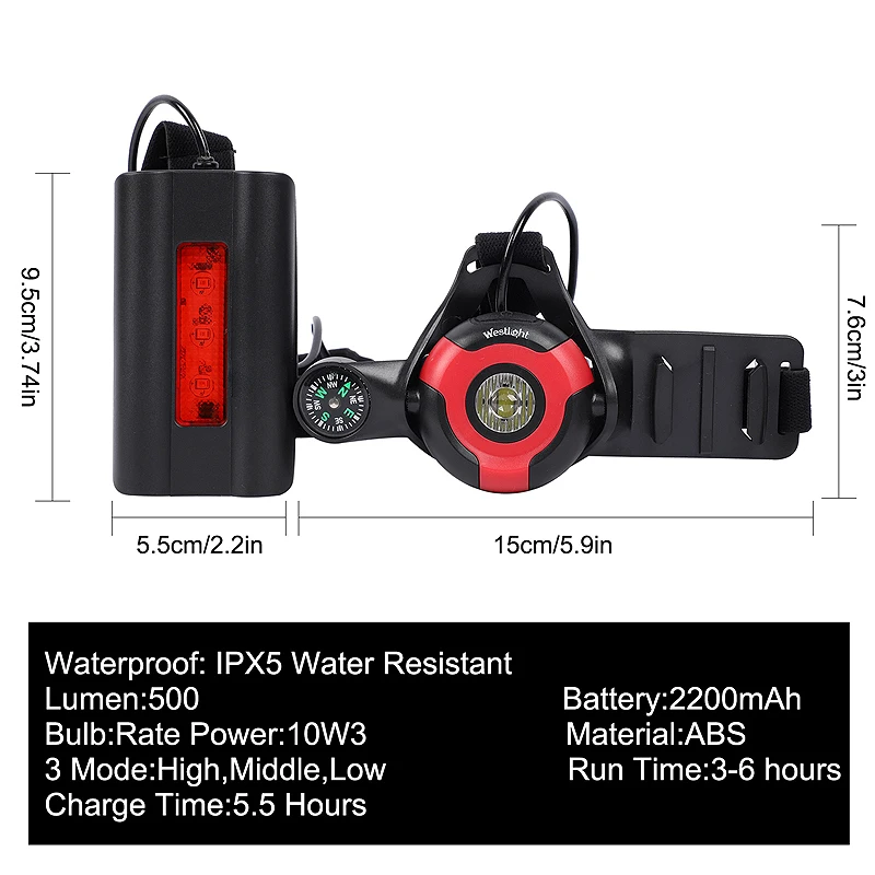 West biking Upgrade спортивные ходовые огни Светодиодный различимые ночью бег фонарик предупреждающие огни USB зарядка грудь лампа для езды на велосипеде
