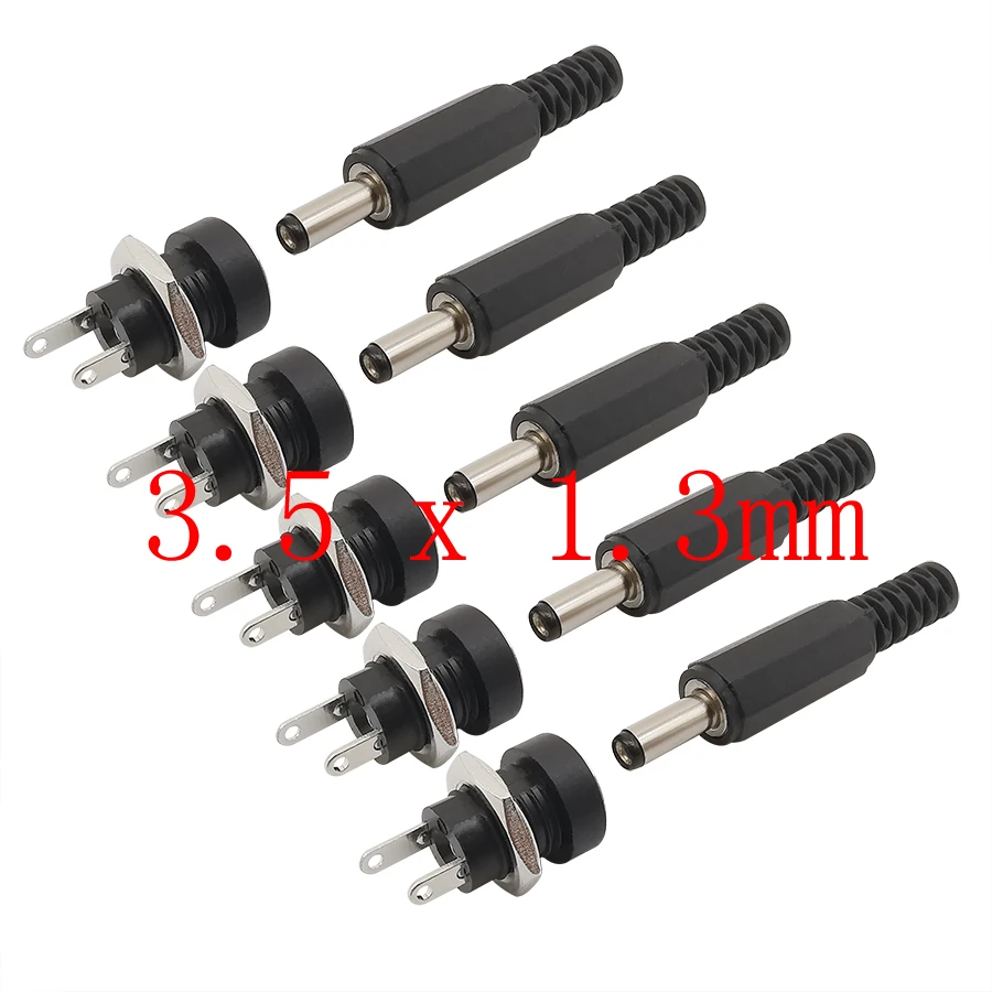 3.5mm x 1.3mm male female DC power plug coaxial connector Solder free CCTV